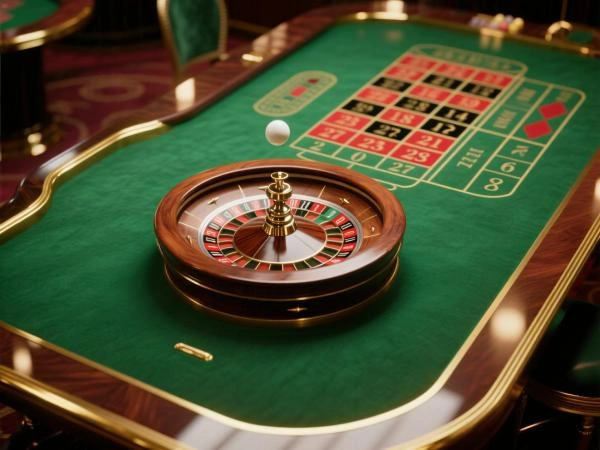 Roulette wiel en tafel met inzetten